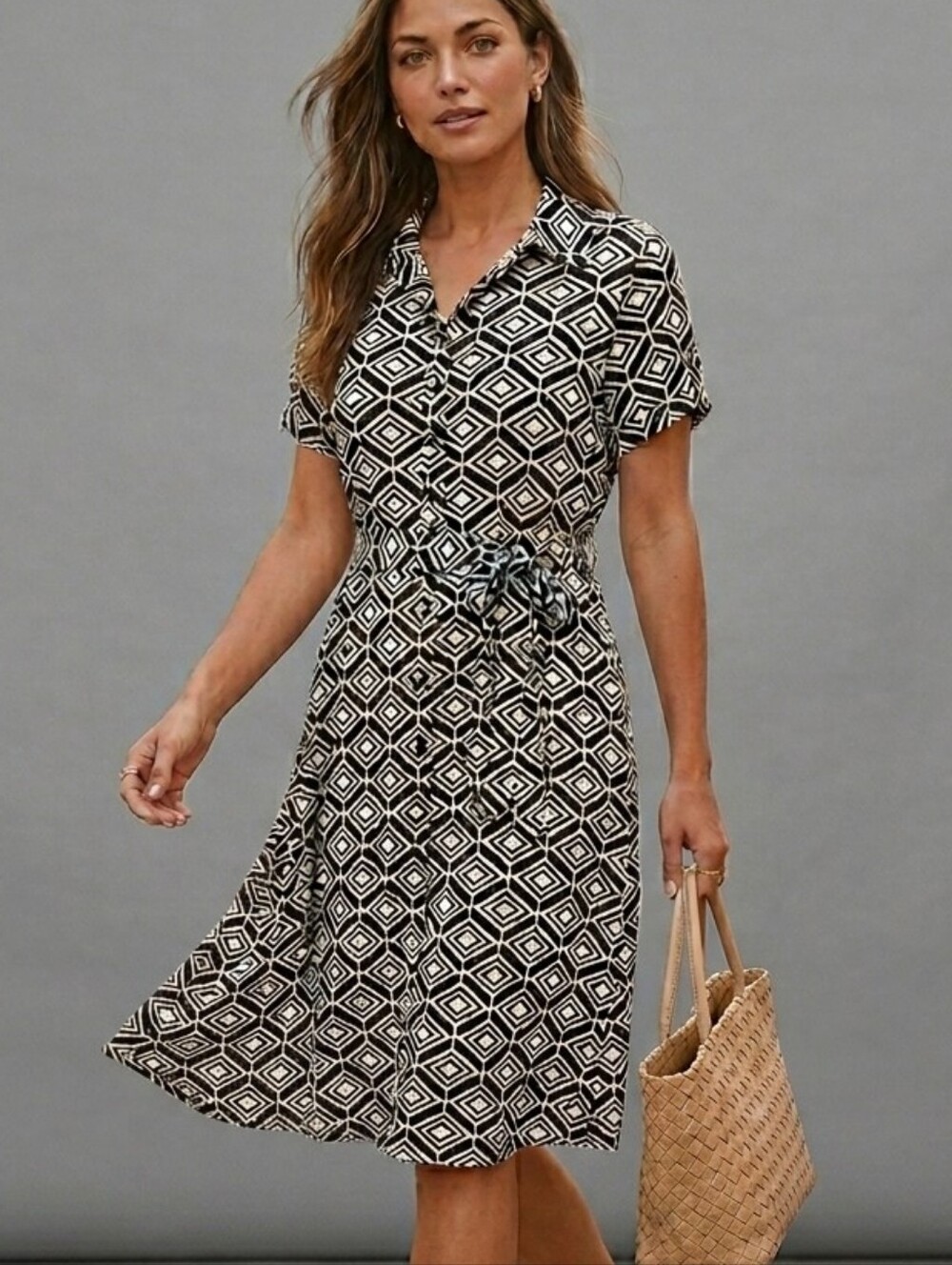 Valerie Bertinelli Spring Shirt Dress Midi Retrocore Size 8